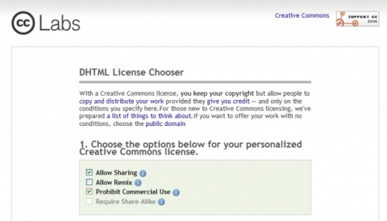 DHTML License Chooser