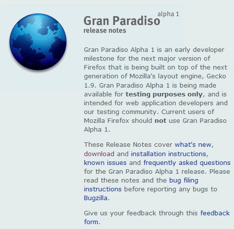 Gran Paradiso 3.0 Alpha1 릴리즈 노트