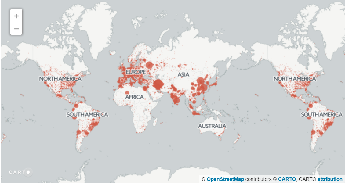 ▲  전세계 사이허브 다운로드 요청 분포 지도.(이미지 출처 : <사이언스매거진></div>)