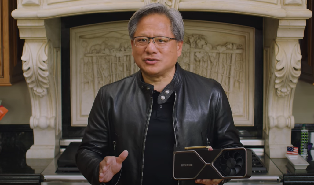 ▲  젠슨 황 엔비디아 CEO가 1일(현지시각) 유튜브를 통해 GPU 신작 'RTX30' 시리즈를 선보이고 있다./사진=엔비디아 유튜브 갈무리