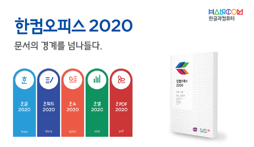 ▲  2019년 출시된 한컴오피스 2020 / 자료=한글과컴퓨터
