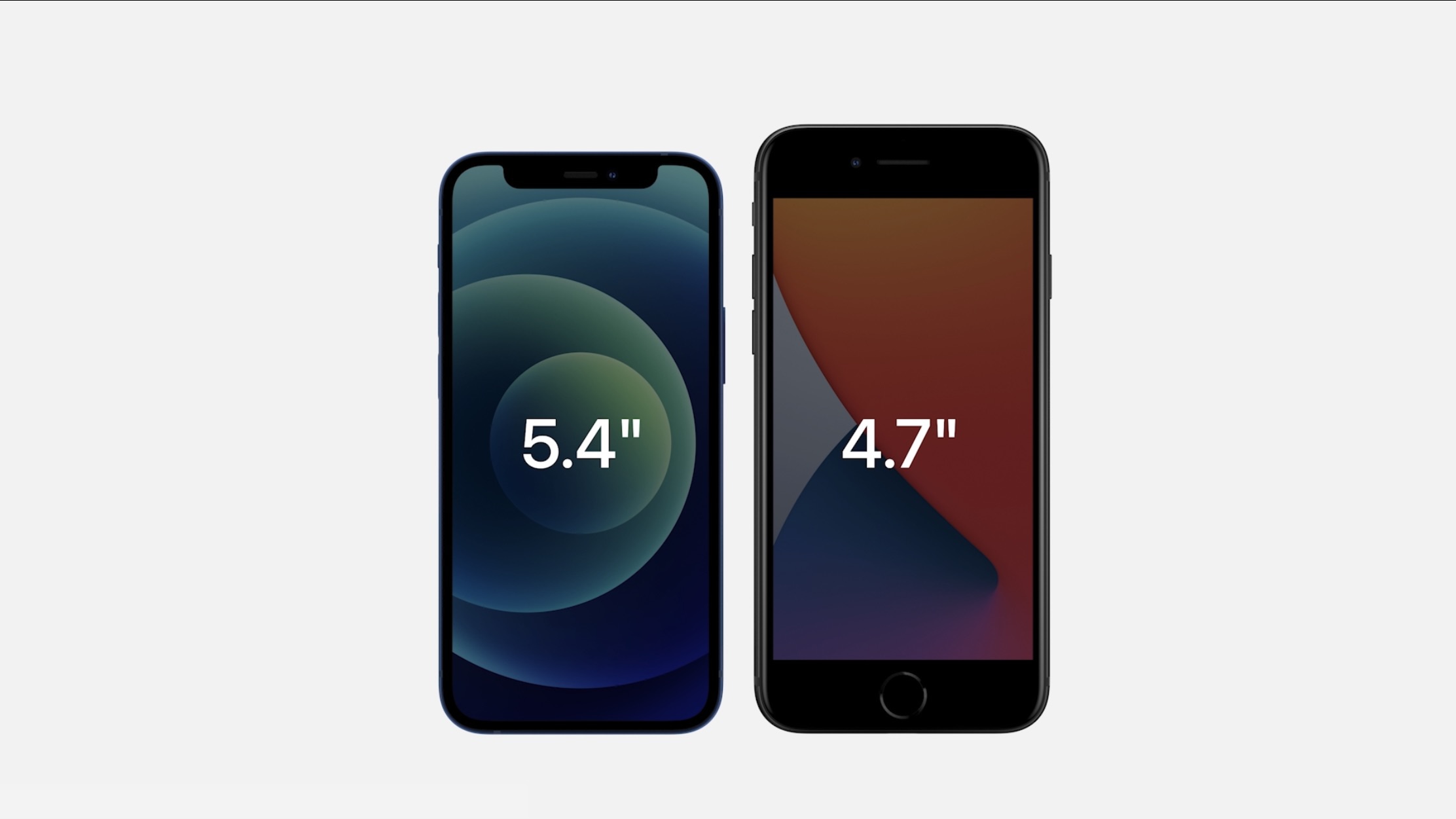 ▲  아이폰12 미니 크기는 아이폰8, 아이폰SE 2세대보다 작다.