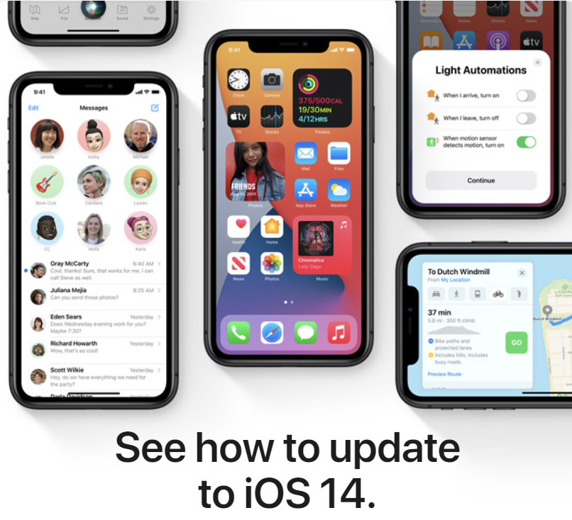 ▲  애플의 최신 아이폰 운영체제인 ‘iOS14’