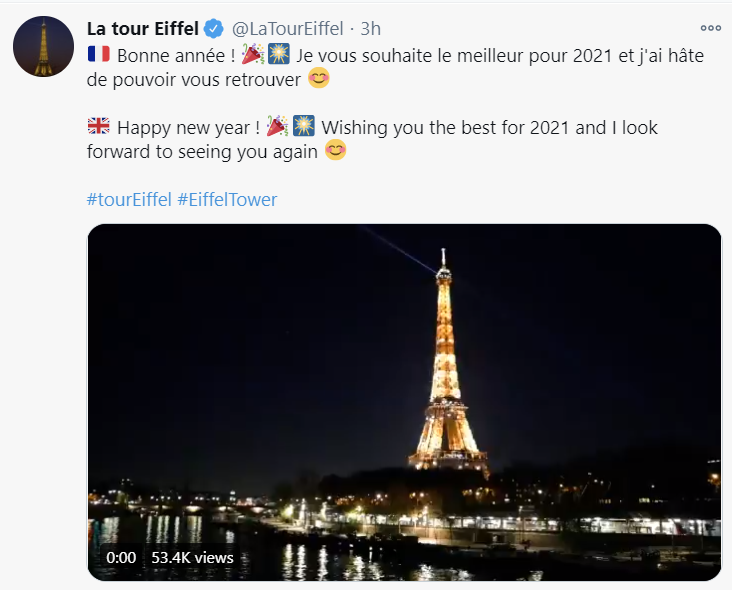 ▲  (에펠탑 공식 트위터 갈무리)