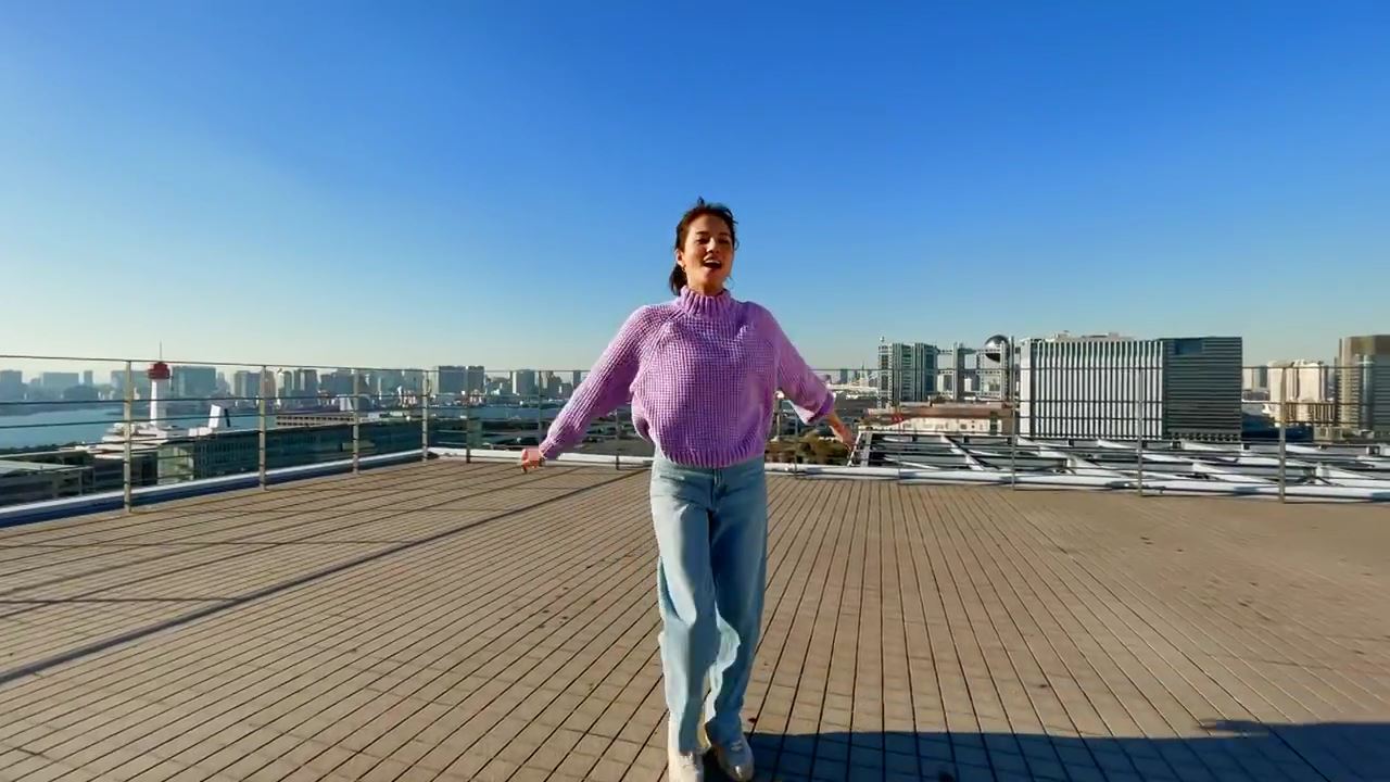 ▲  나가시마 유우미 아나운서의 방탄소년단 '다이너마이트' 커버댄스 장면 (유튜브 갈무리)