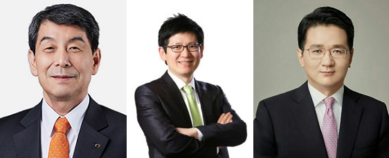 ▲  (왼쪽부터)이동걸 산업은행 회장, 강성부 KCGI 대표, 조원태 한진그룹 회장.(사진=각사)