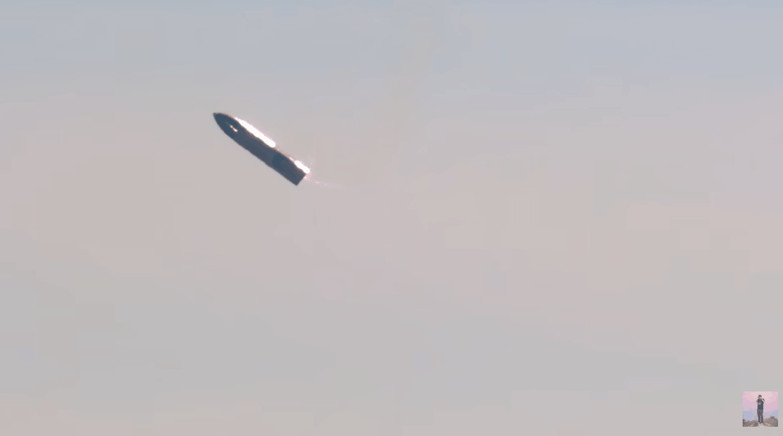 ▲  지난 2월 3일 스페이스X의 SN9이 착륙 도중 균형을 잡지 못해 폭발했다. (사진=스페이스X 유튜브 갈무리)