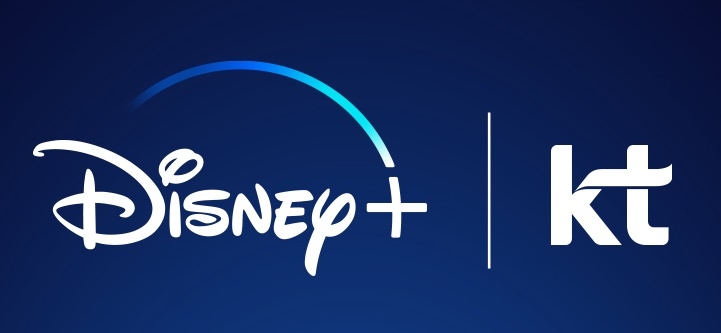 ▲ 디즈니 플러스 로고(왼쪽)와 KT 로고. (이미지=KT)