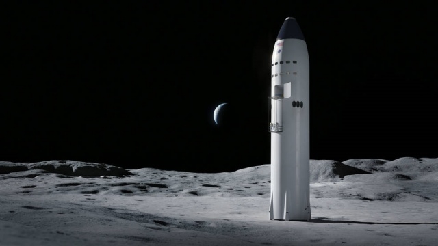 ▲ 스페이스X 우주선이 달 표면에 착륙한 모습을 그린 가상도(사진=스페이스X)