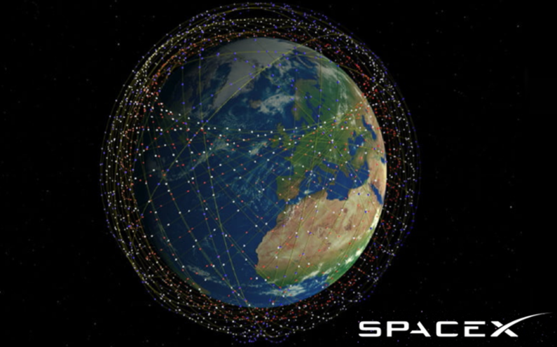 ▲ 스페이스X는 저궤도 소형위성 수만 개를 쏘아 올려 지구 전역에서 이용 가능한 초고속 인터넷 서비스를 구축하는 사업인 ‘스타링크’ 프로젝트를 추진하고 있다. 사진은 스타링크 구상도.(사진=스페이스X)