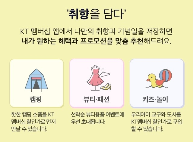 ▲ KT 멤버십 '취향을 담다' 소개 이미지 (자료=KT)