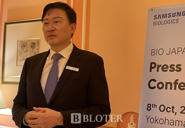  8일 일본 요코하마 베이 호텔 토큐에서 열린 삼성바이오로직스 최고경영자(CEO)기자 간담회에서 존림 대표가 발언하고 있다 / 사진=주샛별 기자 