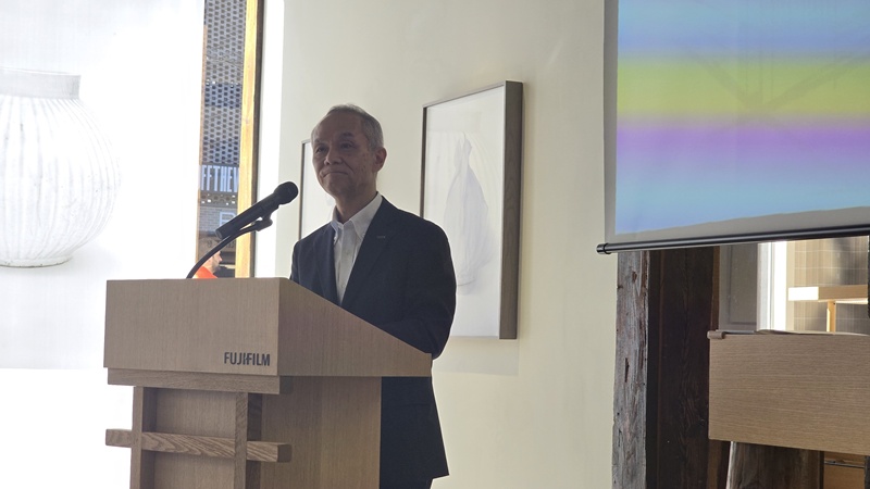 야마모토 마사토 후지필름 홀딩스 부사장이 16일 서울 용산구 이태원에서 열린 '하우스 오브 포토그래피 서울' 오픈 행사에서 발언하고 있다./사진=권용삼 기자