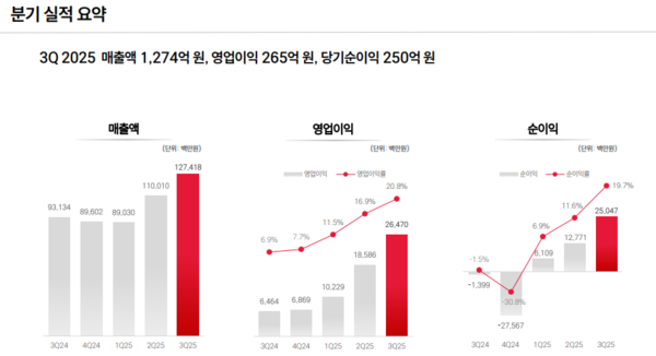 네오위즈 3분기 실적발표 요약(단위:백만원) /