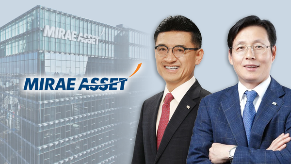 (왼쪽부터)김미섭 미래에셋증권 대표이사 부회장과 허선호 대표이사부회장 /그래픽=박진화 기자 