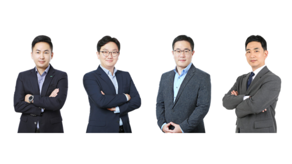 (왼쪽부터) BGF리테일 영업∙개발부문장 임민재 상무, 인사총무실장 장영식 상무, 4권역장 윤현수 상무, BGF 글로벌담당 우진용 상무 /사진 제공=BGF리테일